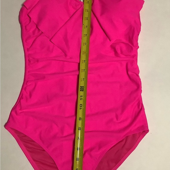 Vibrant Pink Ruffled One Piece Swimsuit with Deep V-Neck - Picture 5 of 12